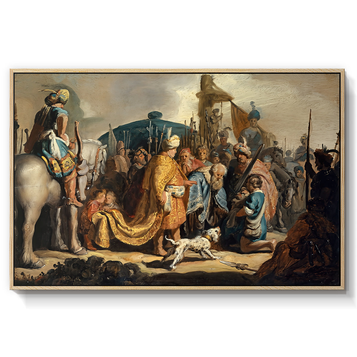David with Goliath's Head in front of Saul, for Rembrandt, 1627 - Floater Framed Canvas Print