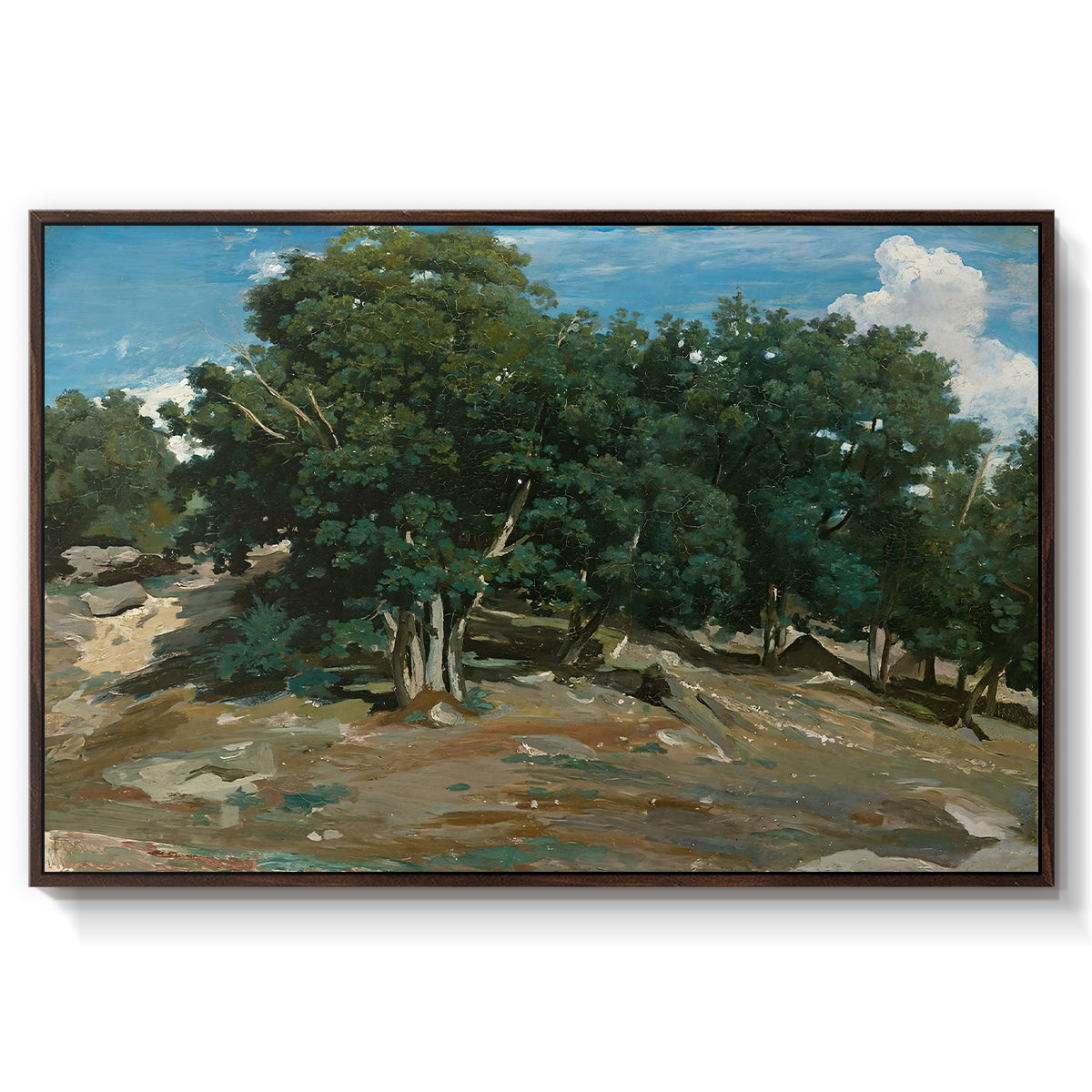 Fontainebleau: Oak Trees at Bas-Bréau, c. 1830-1835 - Floater Framed Canvas Print