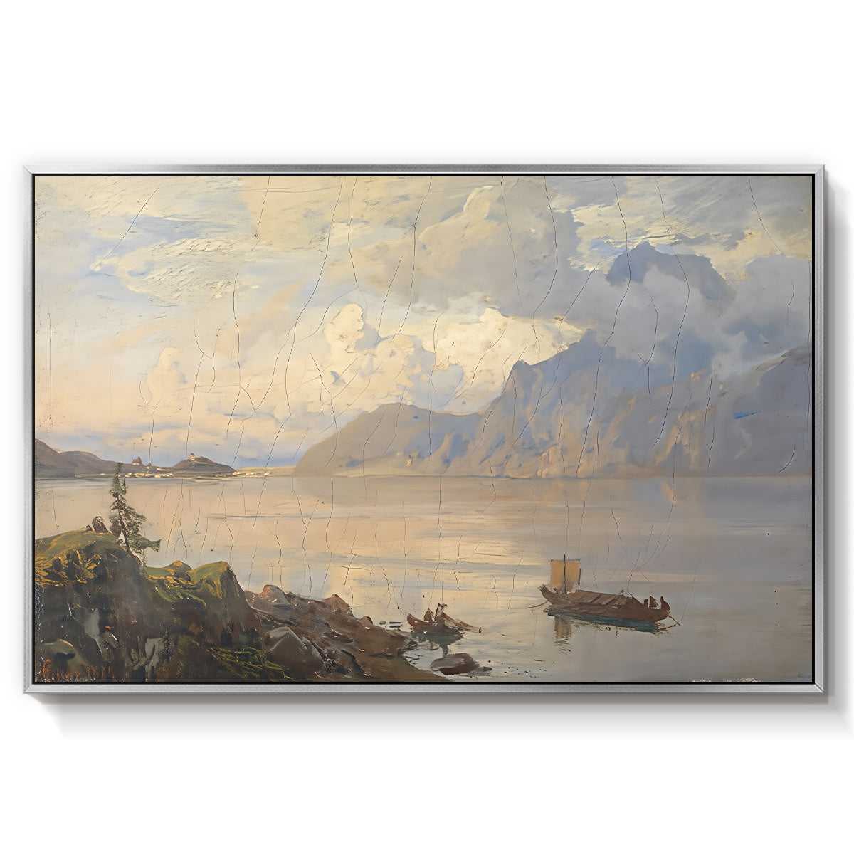 Traunsee, 1871 - Floater Framed Canvas Print