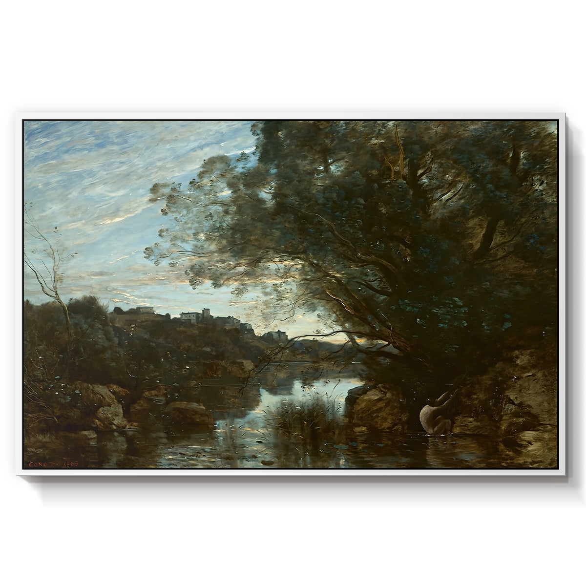 Souvenir of the Environs of Lake Nemi, 1865 - Floater Framed Canvas Print