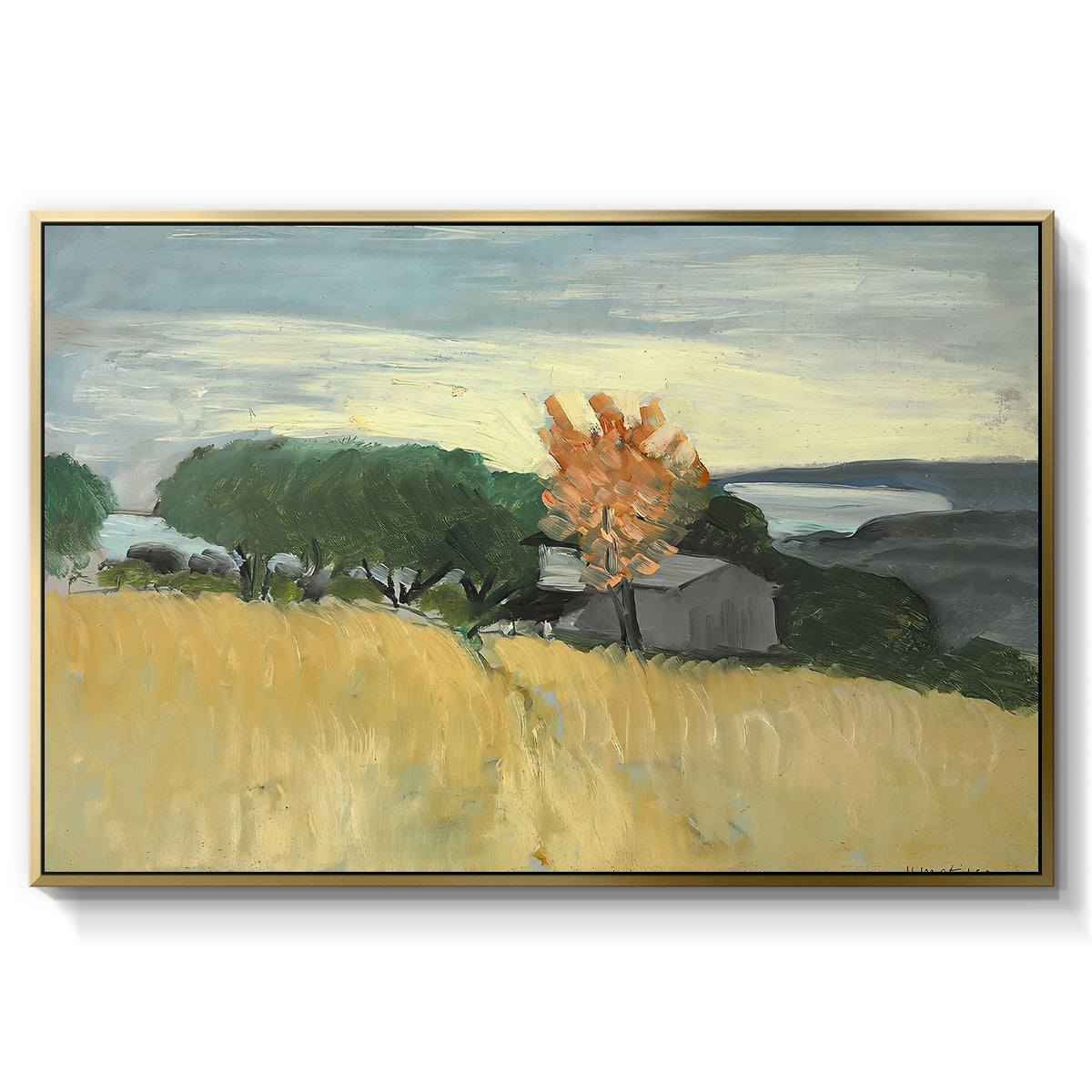 Fields of Wheat in Cagnes, 1918 - Floater Framed Canvas Print