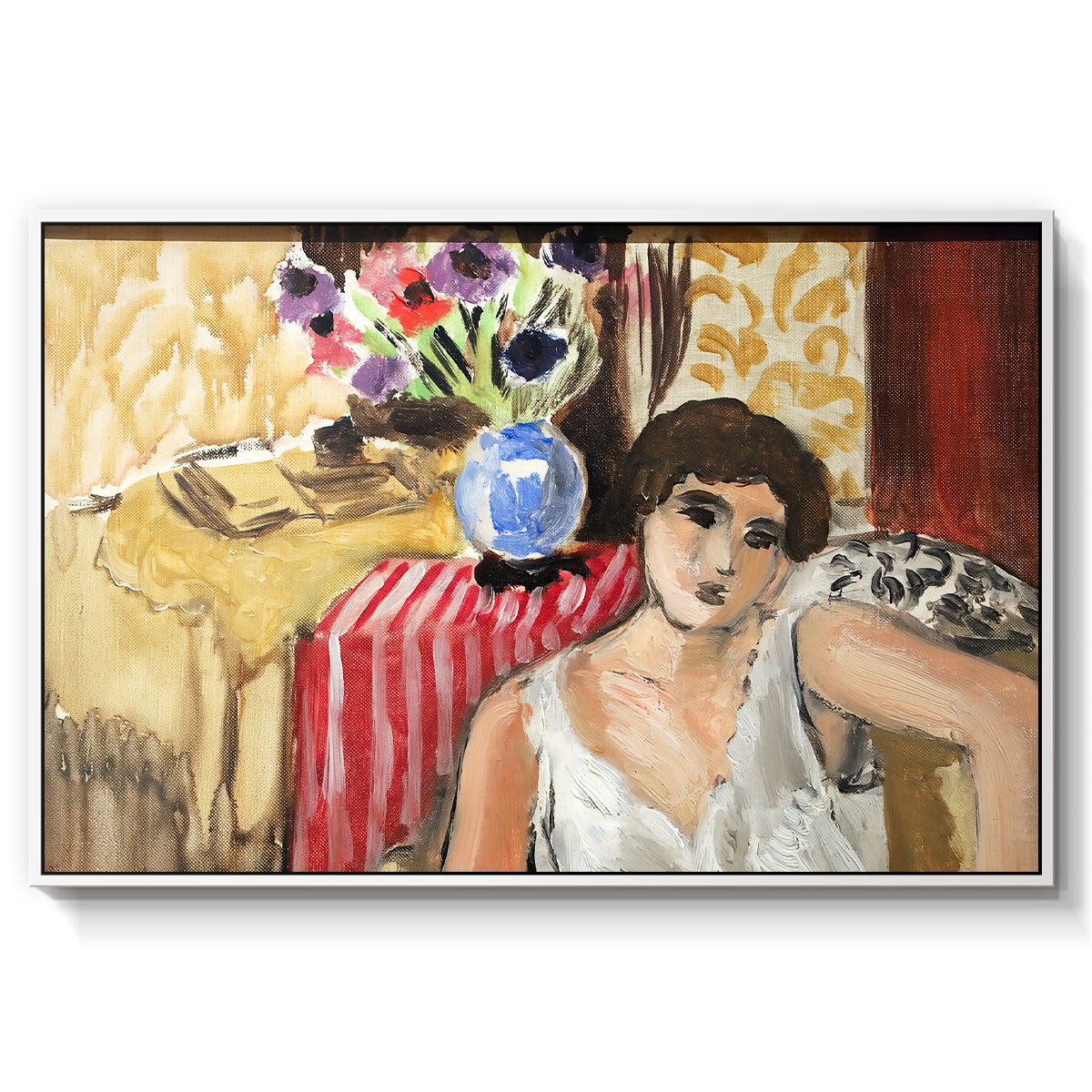 Woman Seated in an Armchair, c. 1920 - Floater Framed Canvas Print