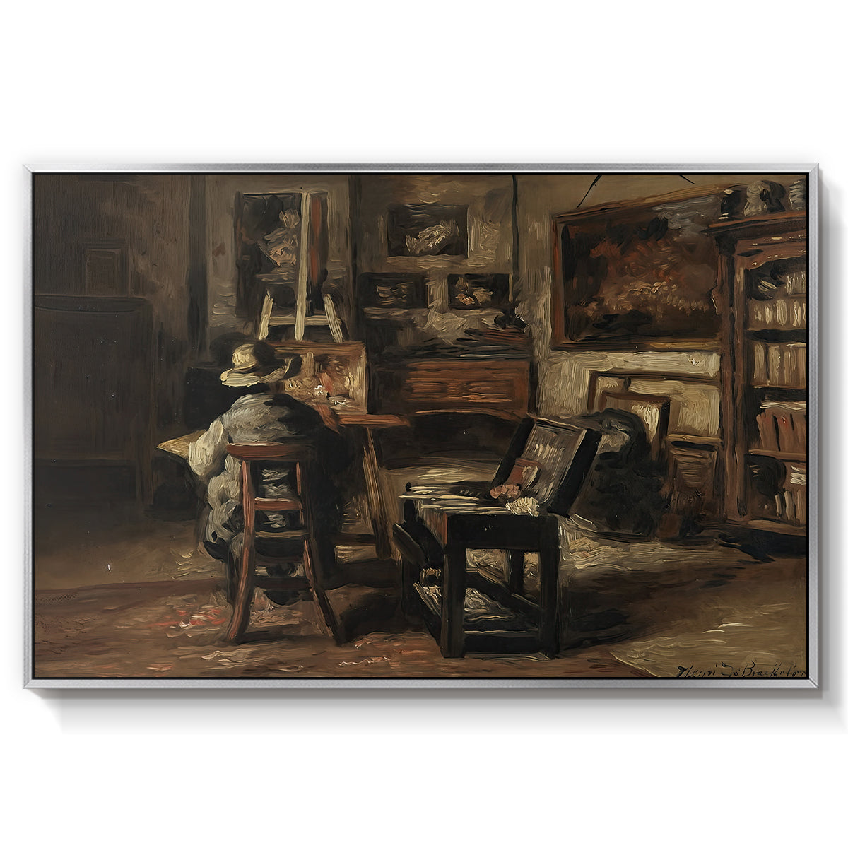 The Studio of Ferdinand De Braekeleer I, Father of the Painter, c. 1873-1885 - Floater Framed Canvas Print