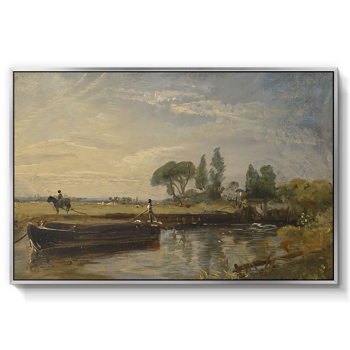 Barge below Flatford Lock, c. 1810 - Floater Framed Canvas Print