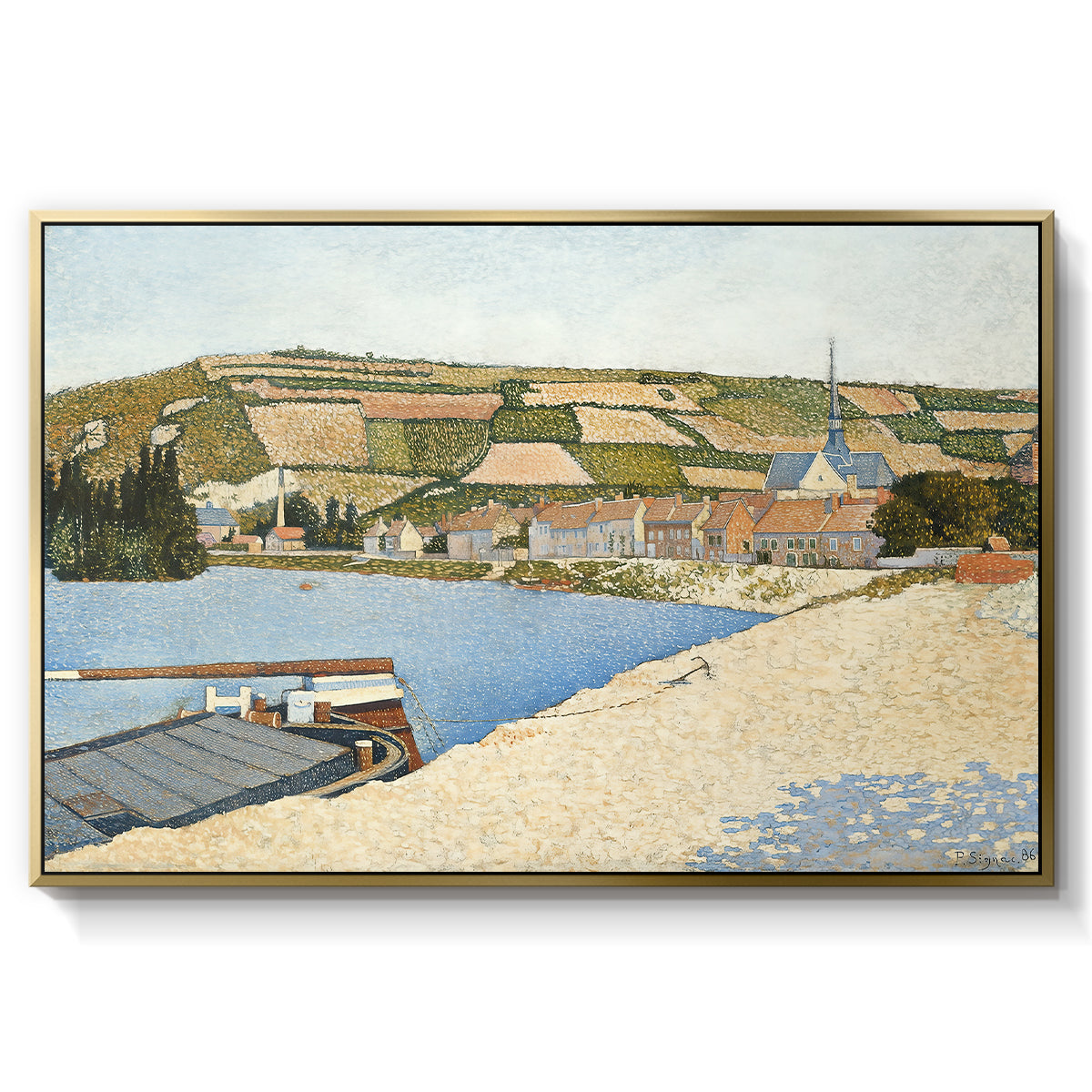 The Riverbank, Les Andelys, 1886 - Floater Framed Canvas Print