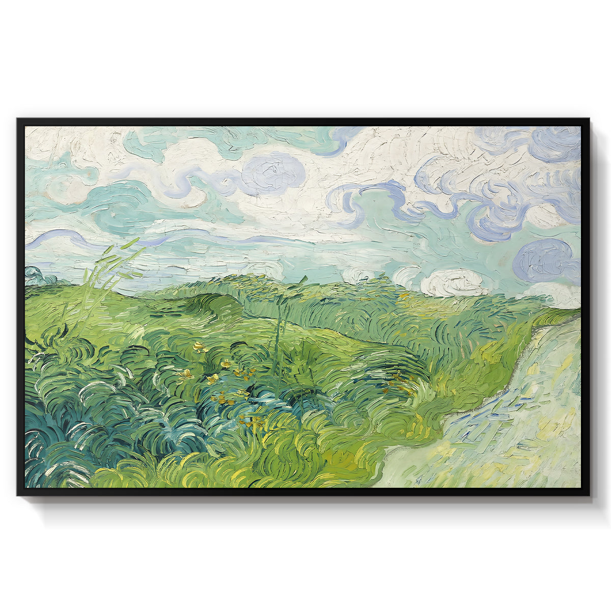 Green Wheat Field, Auvers, 1890 - Floater Framed Canvas Print