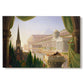 Canvas art print portraying a grand architectural fantasy with multiple historical structures in unified composition, set against a white background