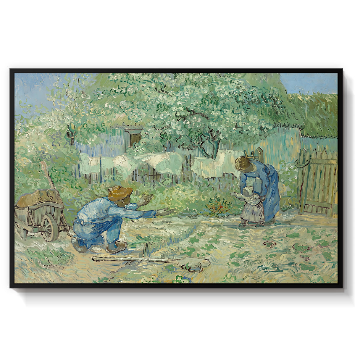 First Steps after Millet, 1890 - Floater Framed Canvas Print