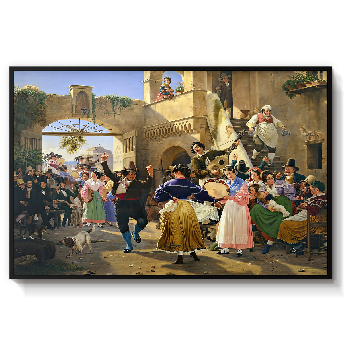 Romans Gathered for Merriment at an Osteria, 1839 - Floater Framed Canvas Print