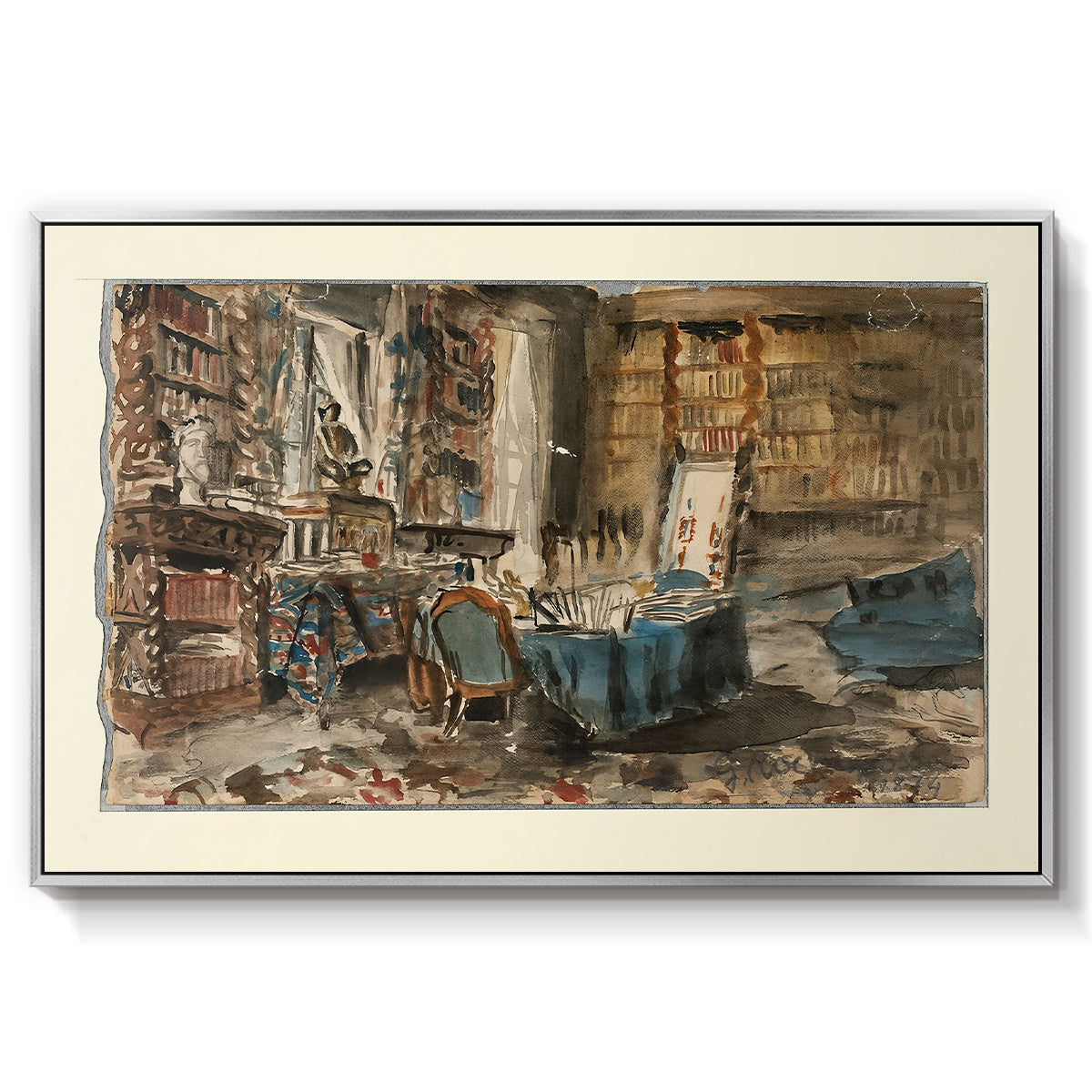 Cabinet de Flaubert à Croisset, 1874 - Floater Framed Canvas Print