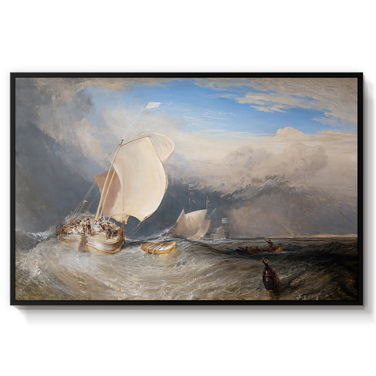 Fishing Boats with Hucksters Bargaining for Fish, 1837-1838 - Floater Framed Canvas Print