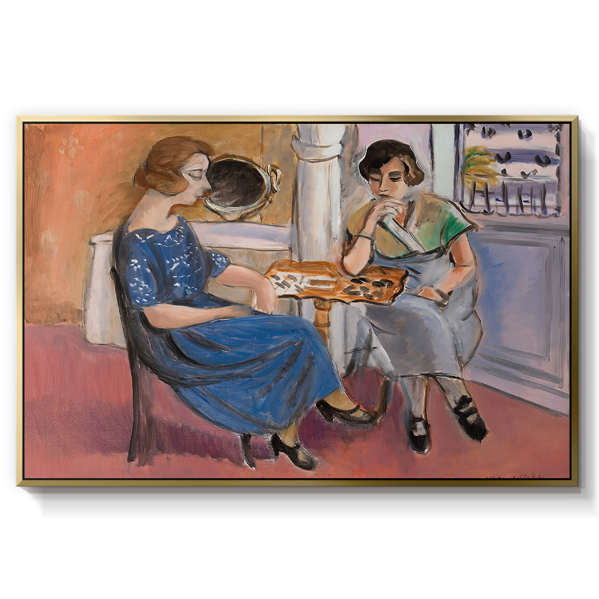Domino Players, 1921 - Floater Framed Canvas Print