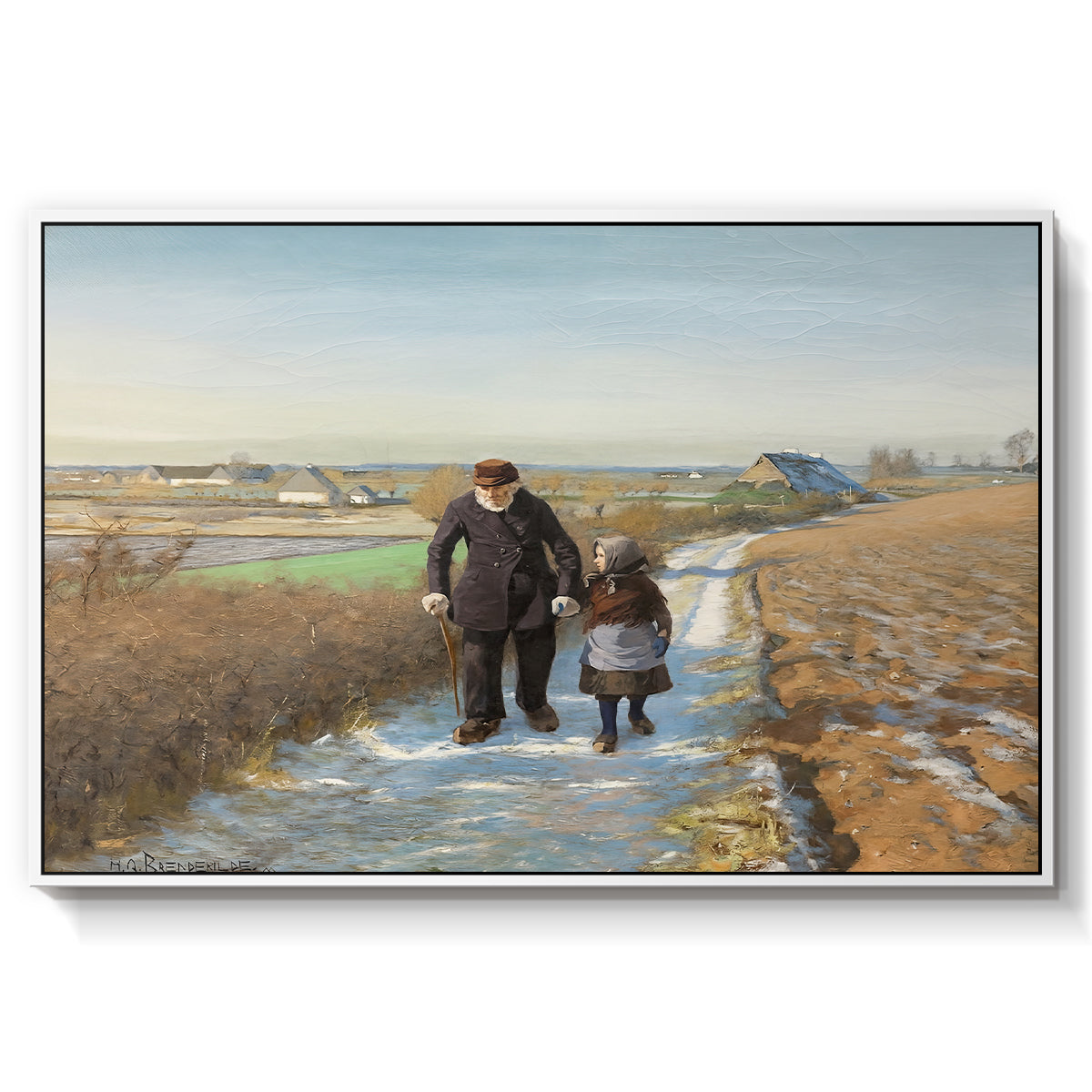 The Old Man and the Child, 1888 - Floater Framed Canvas Print