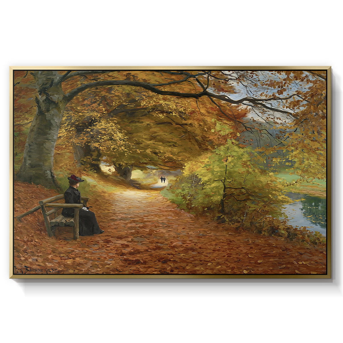 A Wooded Path in Autumn, 1902 - Floater Framed Canvas Print