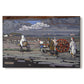 Canvas art print portraying a rural road scene with figures and landscape rendered in bold color and simplified forms, set against a white background