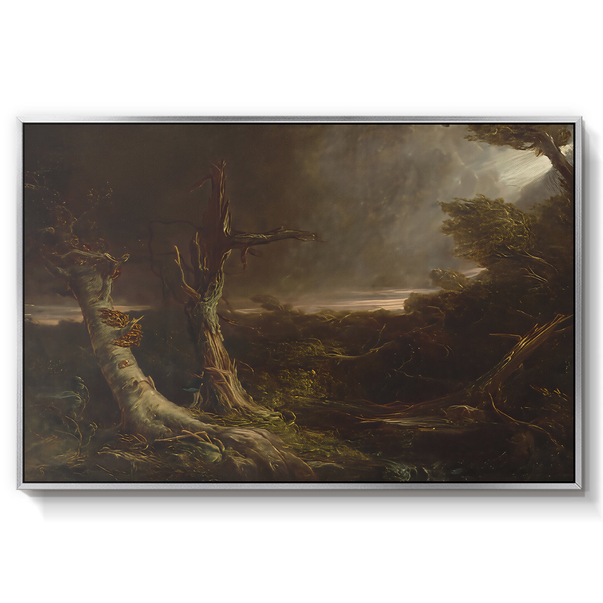 Tornado in an American Forest, 1835 - Floater Framed Canvas Print