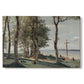 Canvas art print portraying a hillside landscape with religious cross overlooking trees and distant terrain, set against a white background