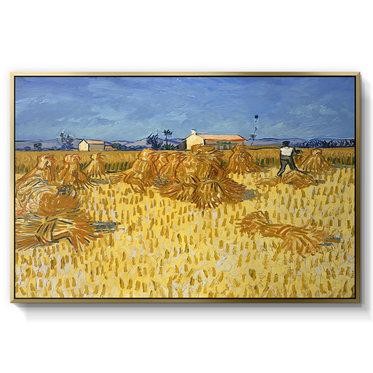 Wheat Field with Sheaves (Harvest in Provence), 1888 - Floater Framed Canvas Print
