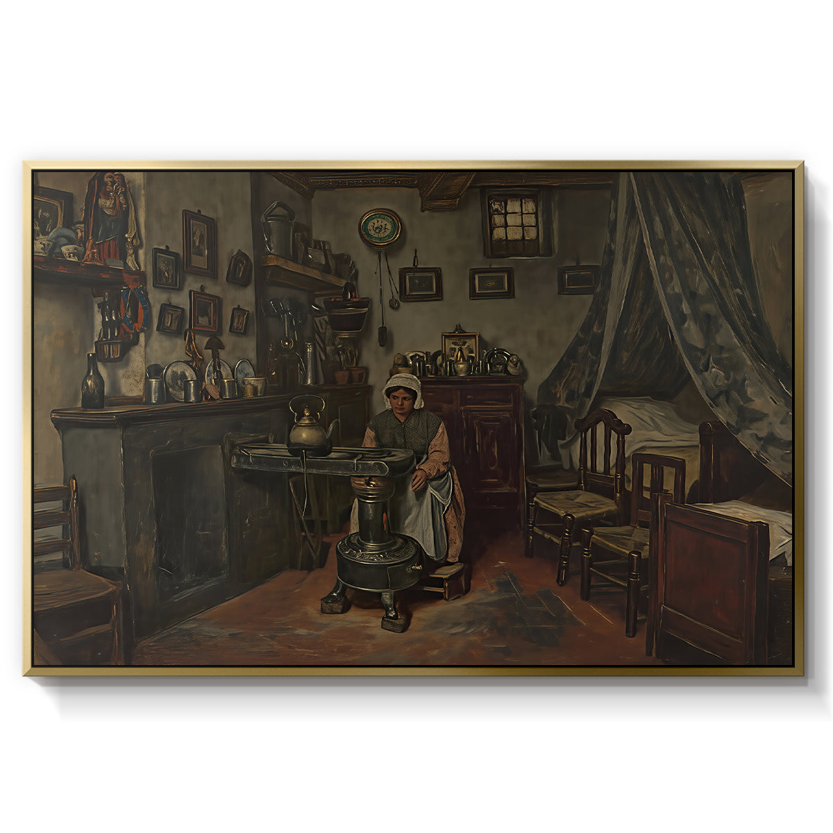 Interior, c. 1865-1870 - Floater Framed Canvas Print