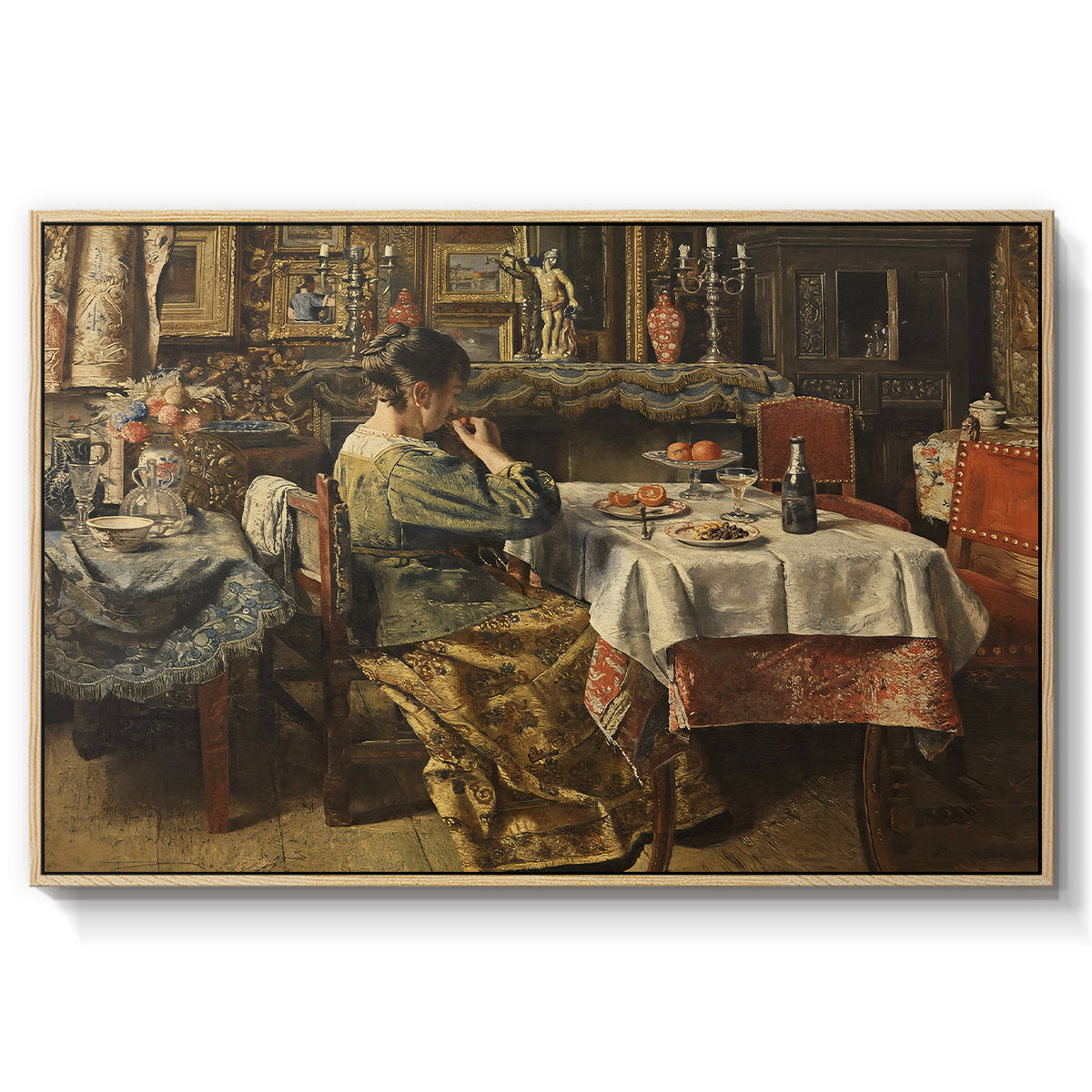 The Meal (De maaltijd), c. 1885 - Floater Framed Canvas Print