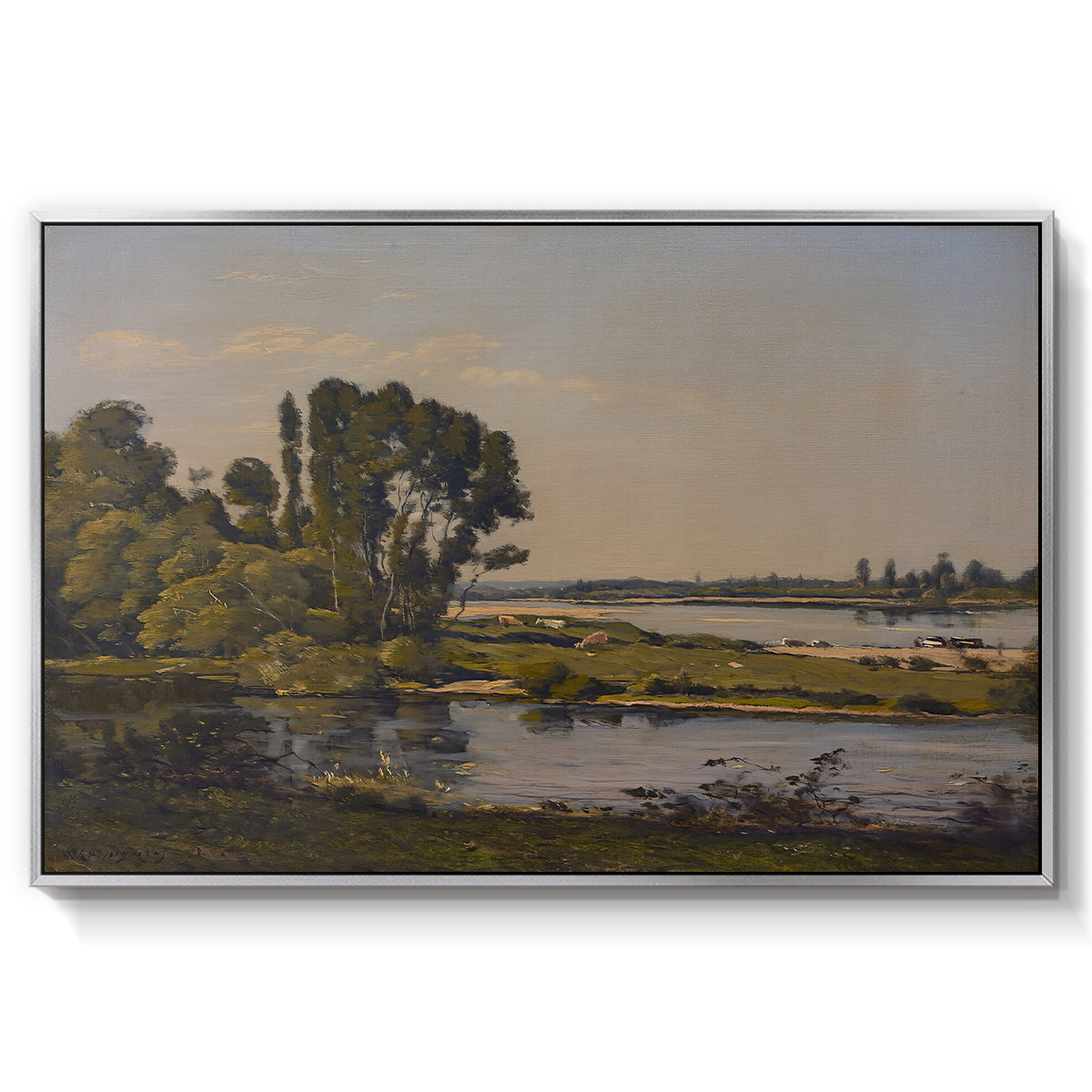 Landscape with a River, 1892 - Floater Framed Canvas Print