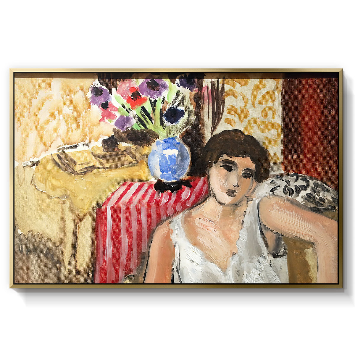 Woman Seated in an Armchair, c. 1920 - Floater Framed Canvas Print