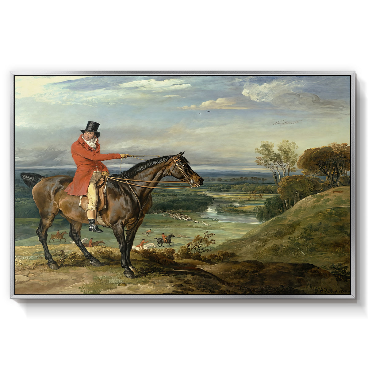 John Levett Hunting at Wychnor, Staffordshire, 1818 - Floater Framed Canvas Print