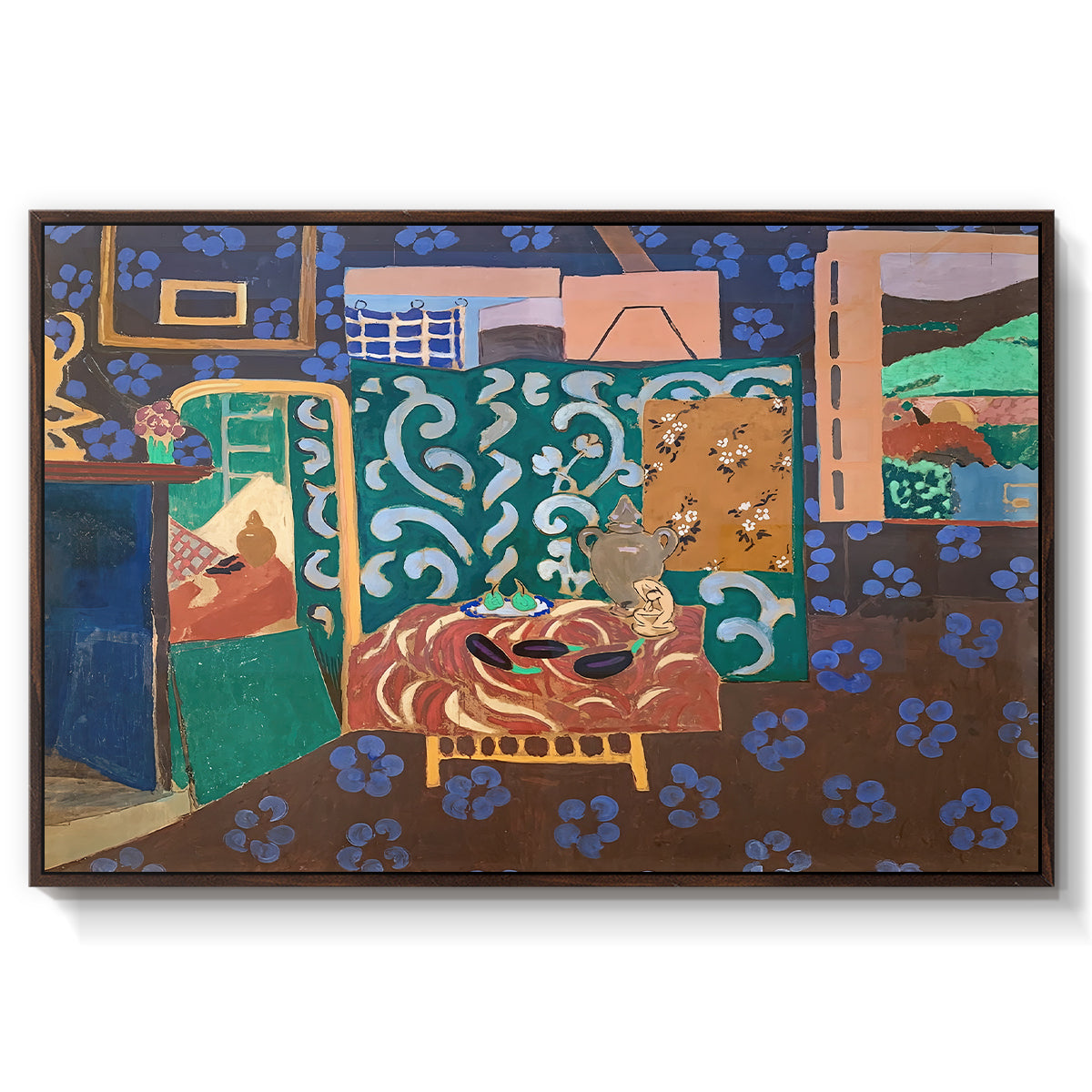 Interior with Aubergines, 1911 - Floater Framed Canvas Print