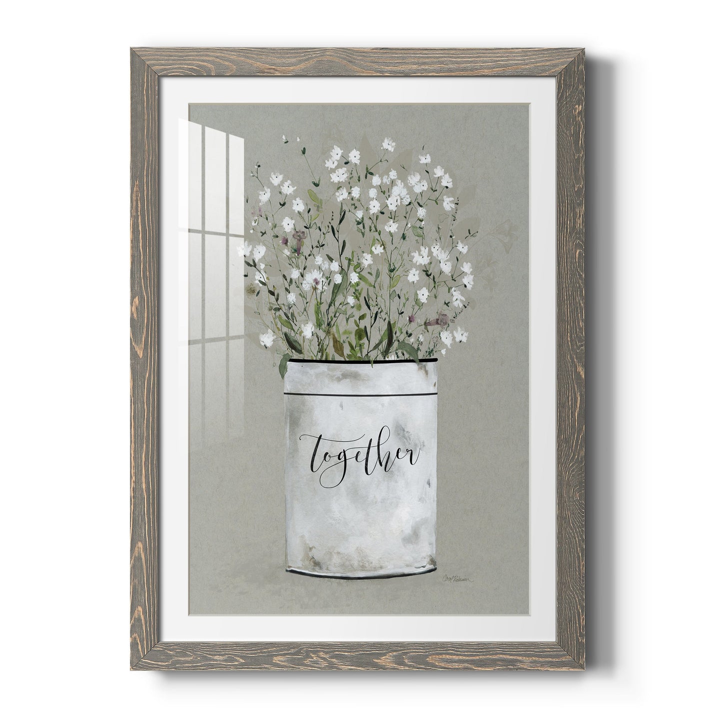 Bouquet of Grace Bucket Together - Barnwood Framed Art Print