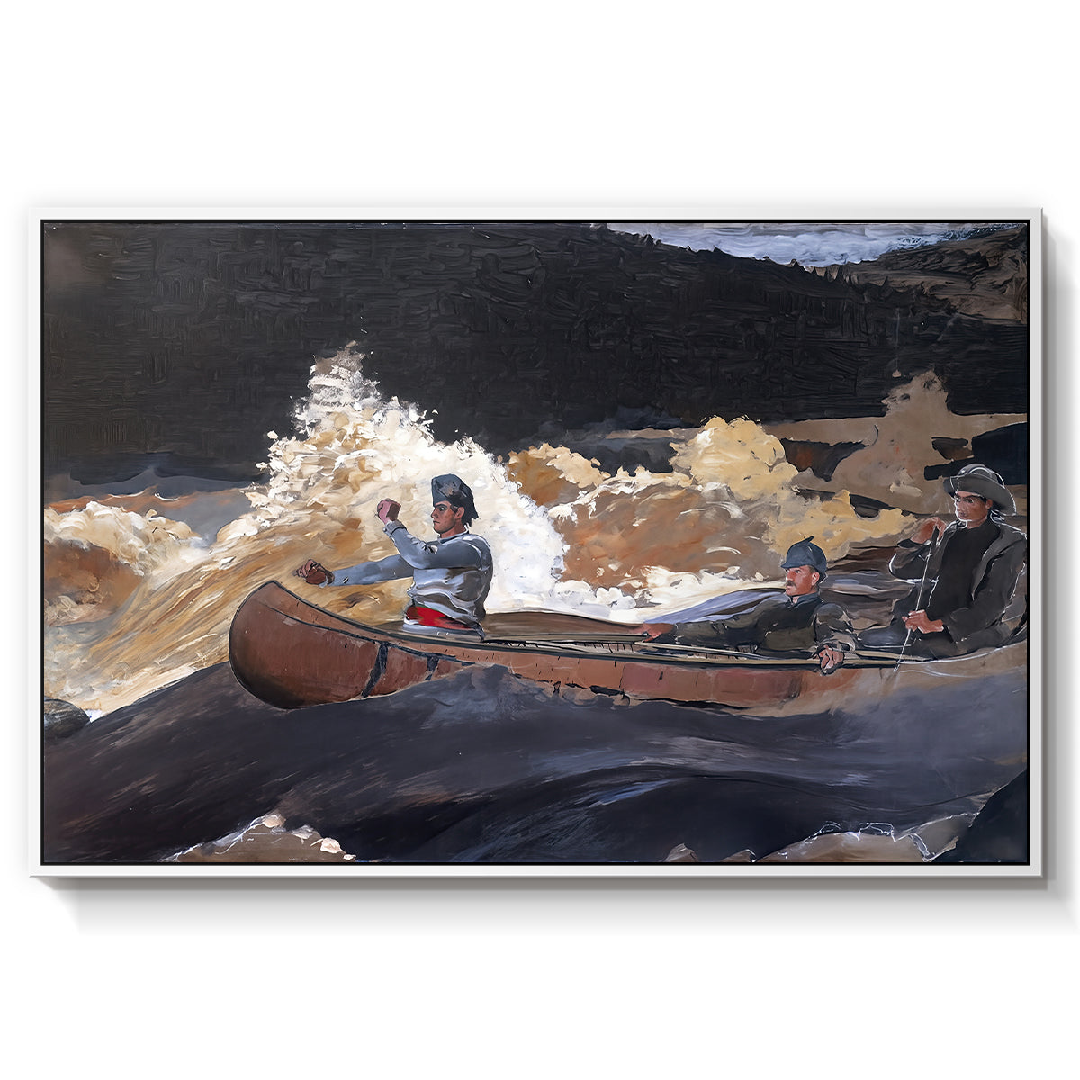 Shooting the Rapids, Saguenay River, 1905-1910 - Floater Framed Canvas Print