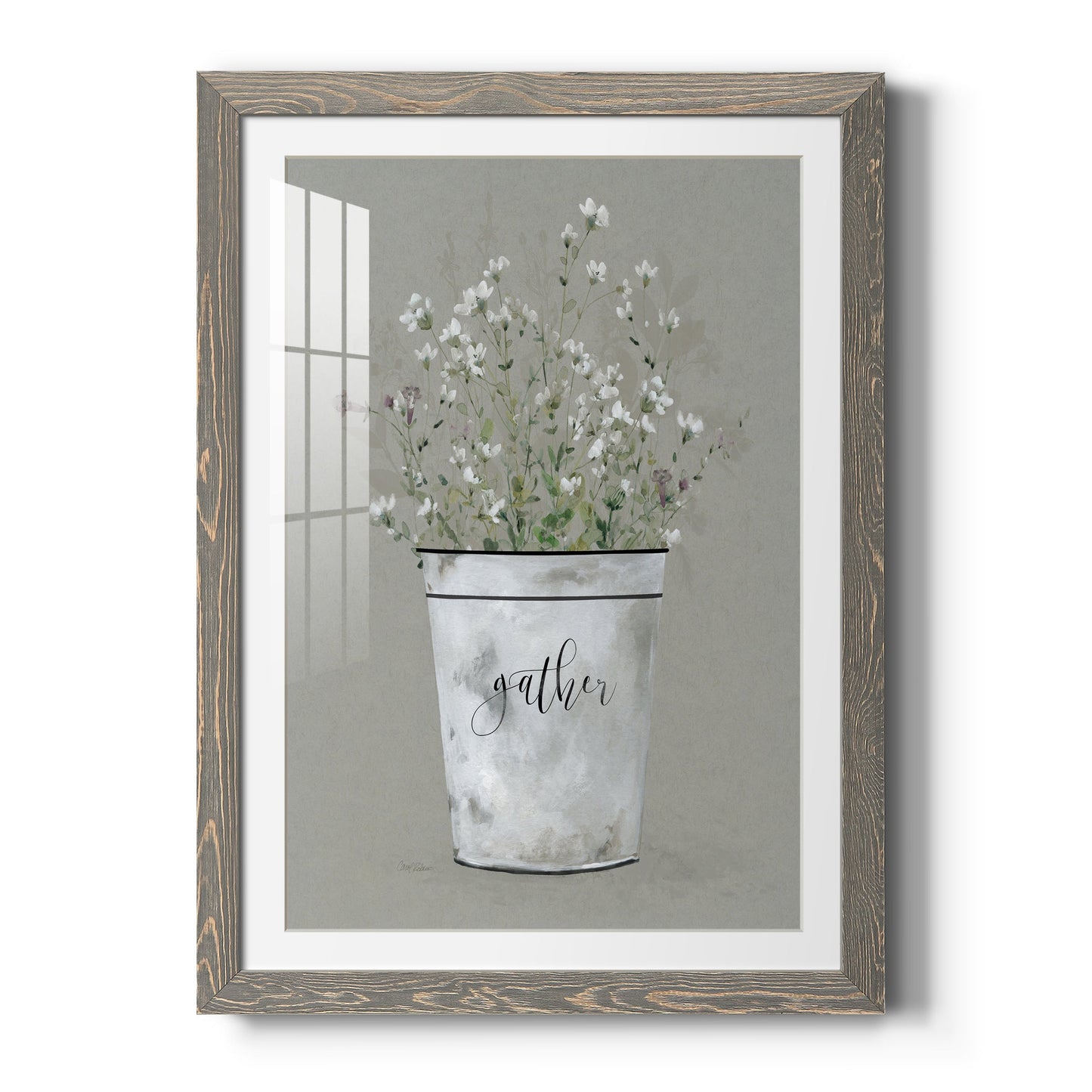 Bouquet of Grace Bucket Gather - Barnwood Framed Art Print