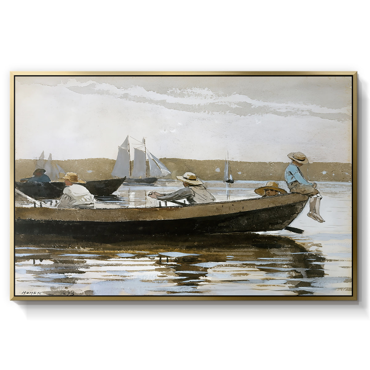 Boys in a Dory, 1873 - Floater Framed Canvas Print