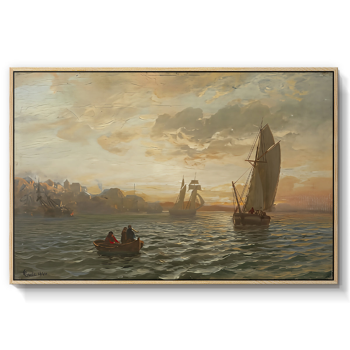 View from the Oslofjord, 1866 - Floater Framed Canvas Print