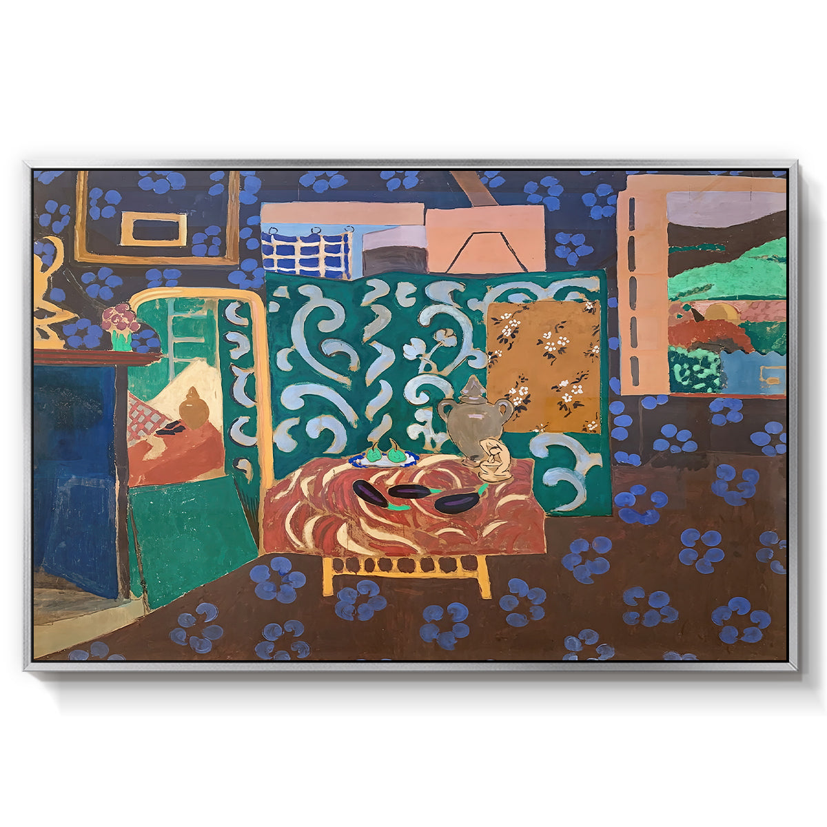 Interior with Aubergines, 1911 - Floater Framed Canvas Print