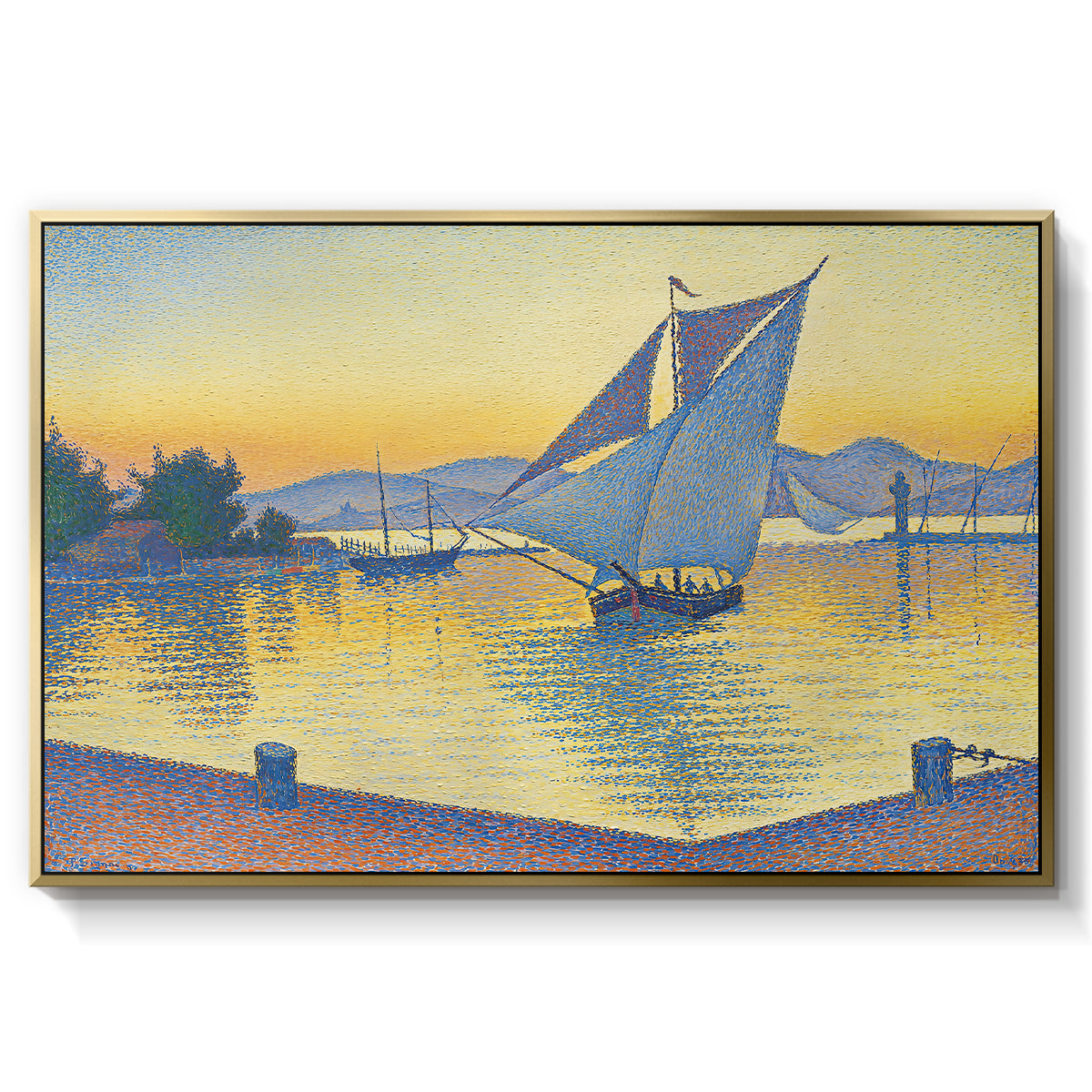 The Port at Sunset, Opus 236, Saint Tropez, 1892 - Floater Framed Canvas Print