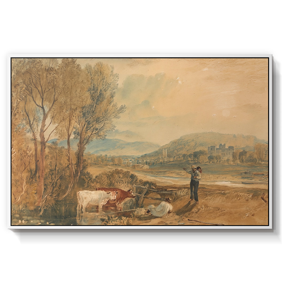Lulworth Castle, Dorset, c. 1820 - Floater Framed Canvas Print