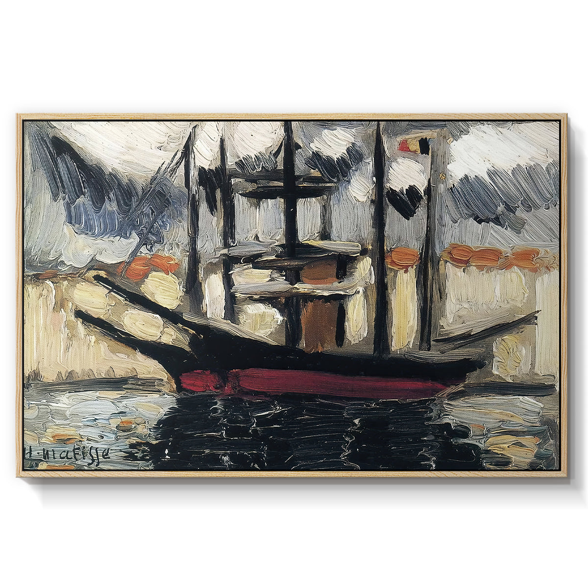 Two Boats Side by Side, Port of Marseilles, c. 1916 - Floater Framed Canvas Print