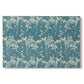Canvas art print portraying a repeating floral pattern with tulip shapes in teal and neutral tones, set against a white background