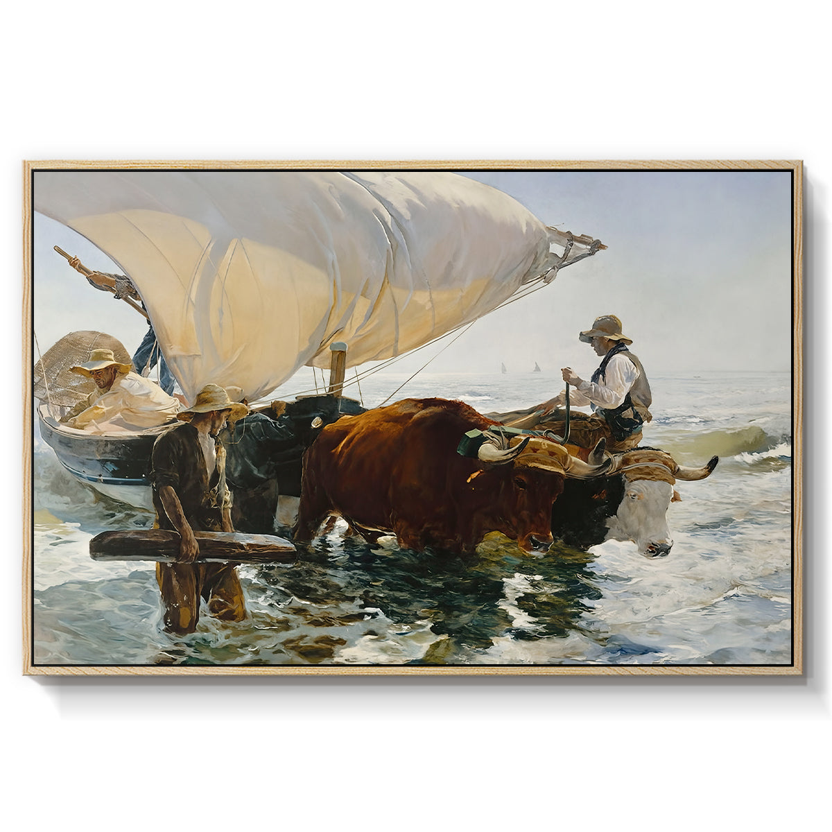 The Return from Fishing: Hauling the Boat, 1894 - Floater Framed Canvas Print