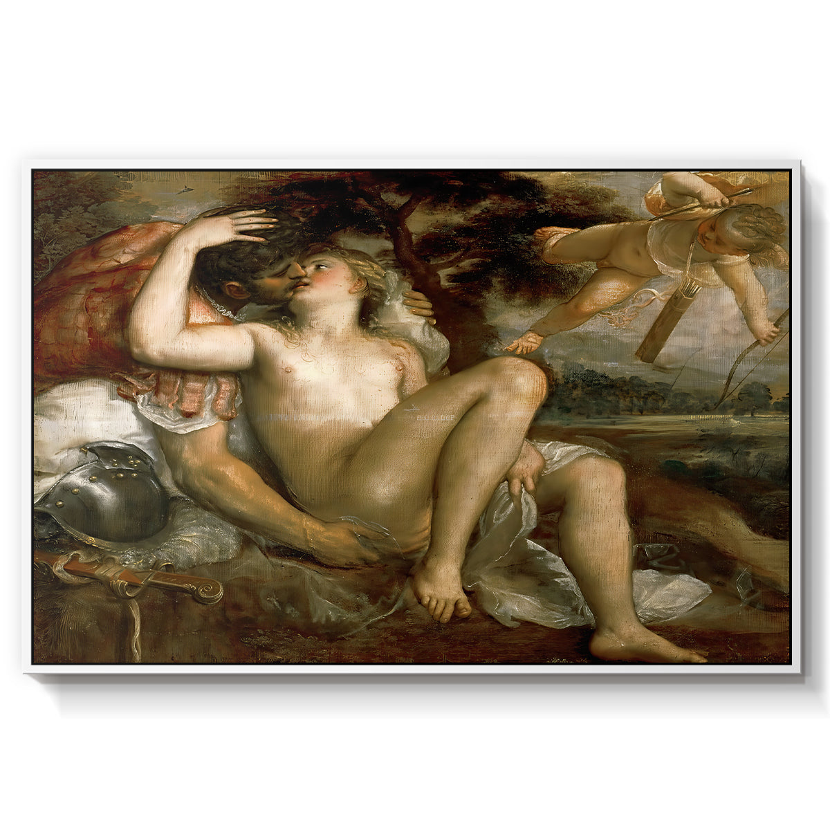 Mars, Venus and Cupid, c. 1530 - Floater Framed Canvas Print