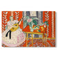 Canvas art print portraying a seated figure with a lute in a decorative interior, set against a white background