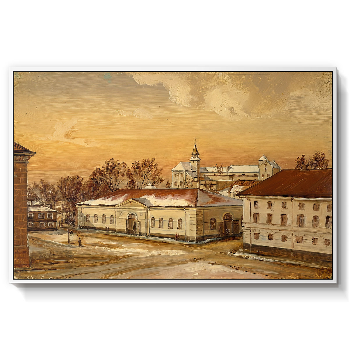 The Riding School at Akershus Castle, 1846 - Floater Framed Canvas Print