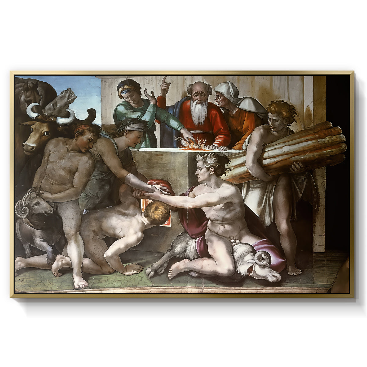The Sacrifice of Noah (Sistine Chapel), 1509 - Floater Framed Canvas Print
