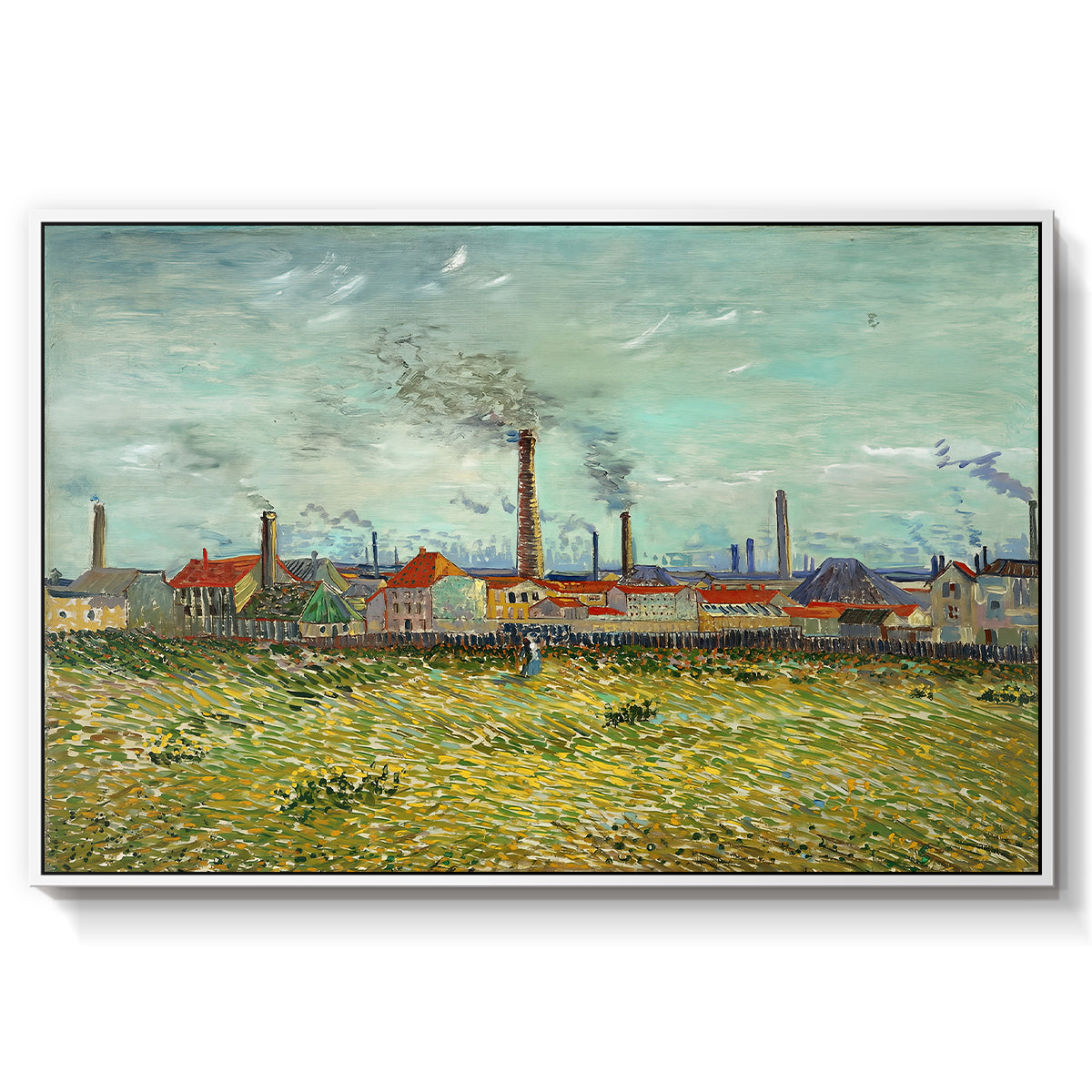 Factories at Clichy, 1887 - Floater Framed Canvas Print