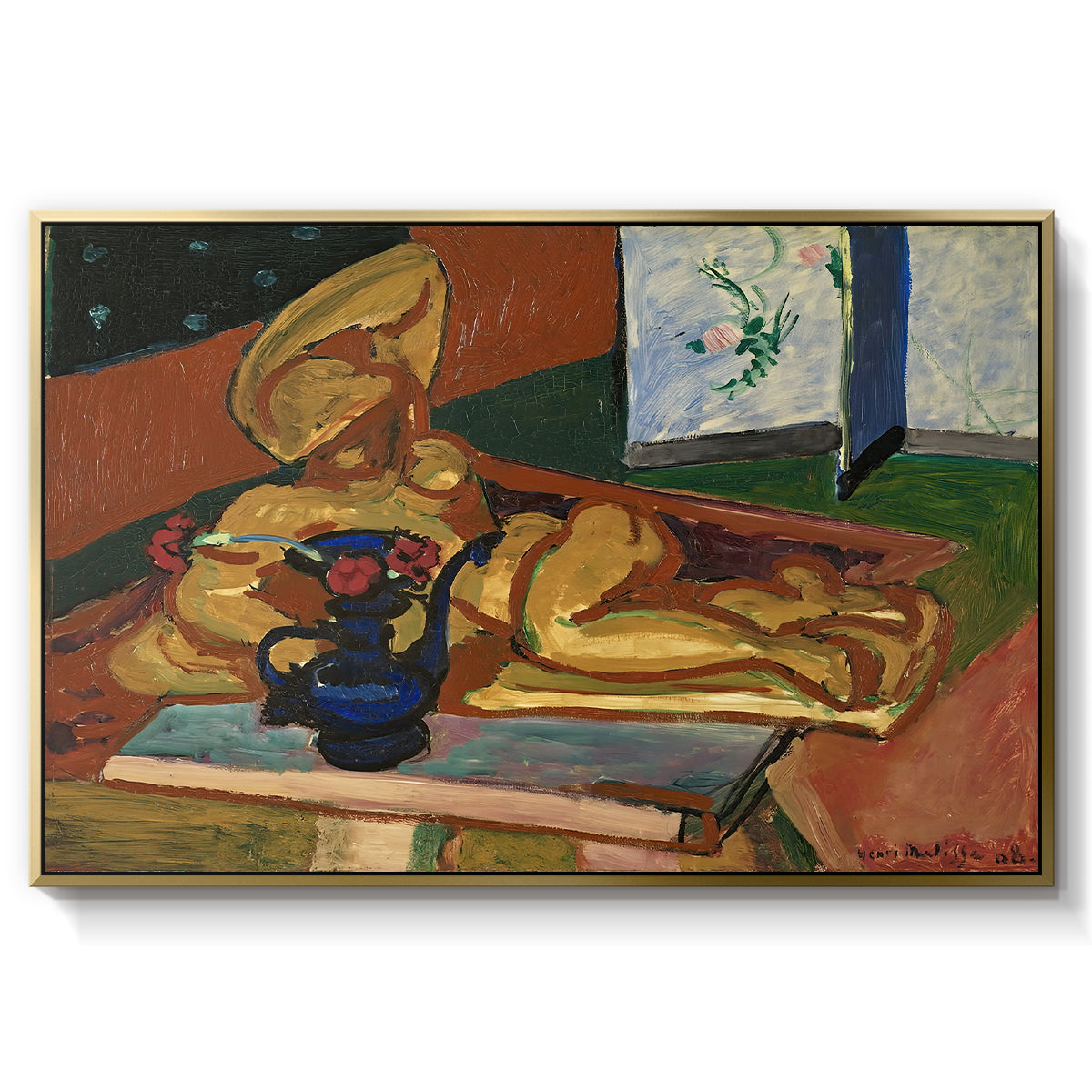 Sculpture and Persian Vase (The Bronze Figure), 1908 - Floater Framed Canvas Print