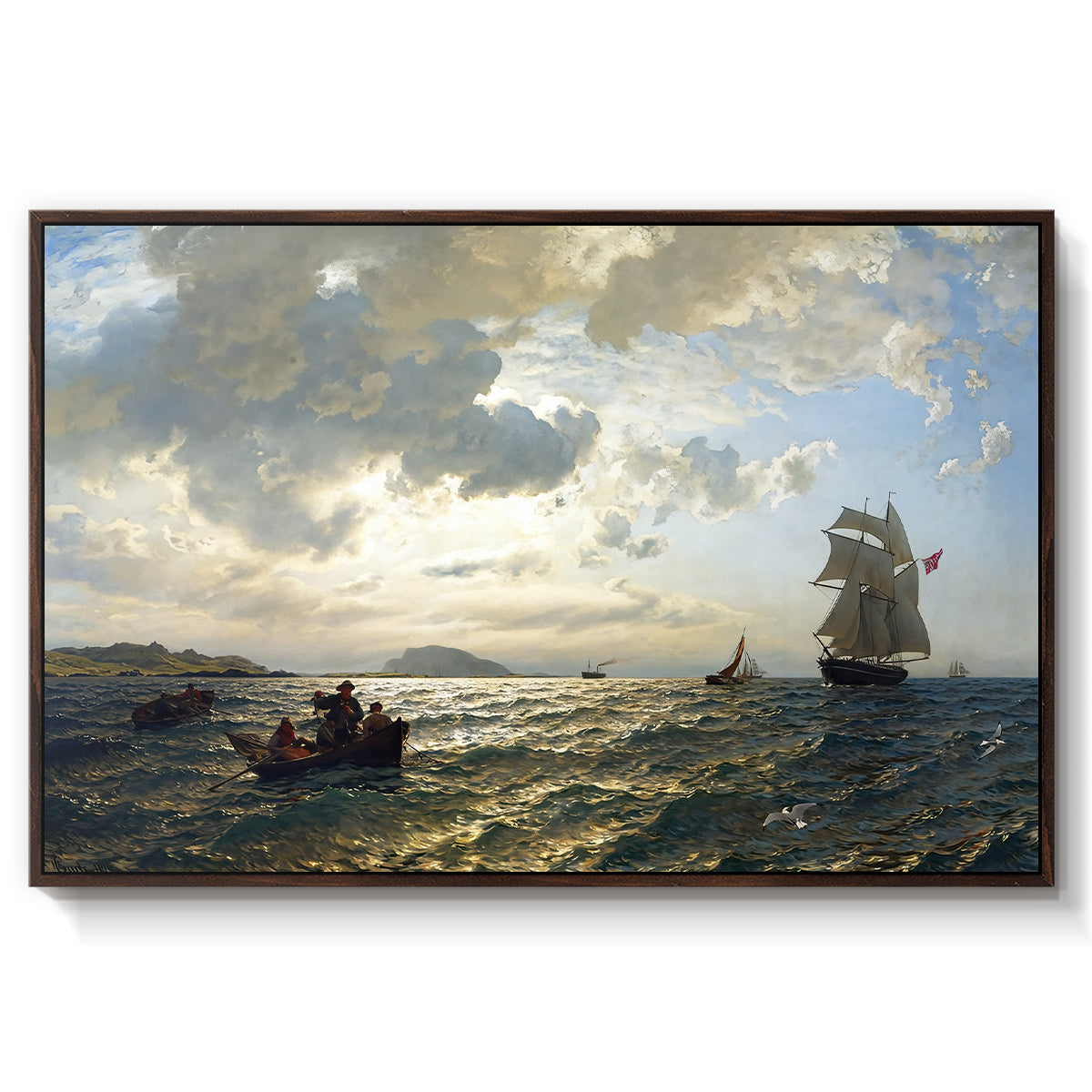 Fresh Breeze on the Norwegian Coast, 1876 - Floater Framed Canvas Print