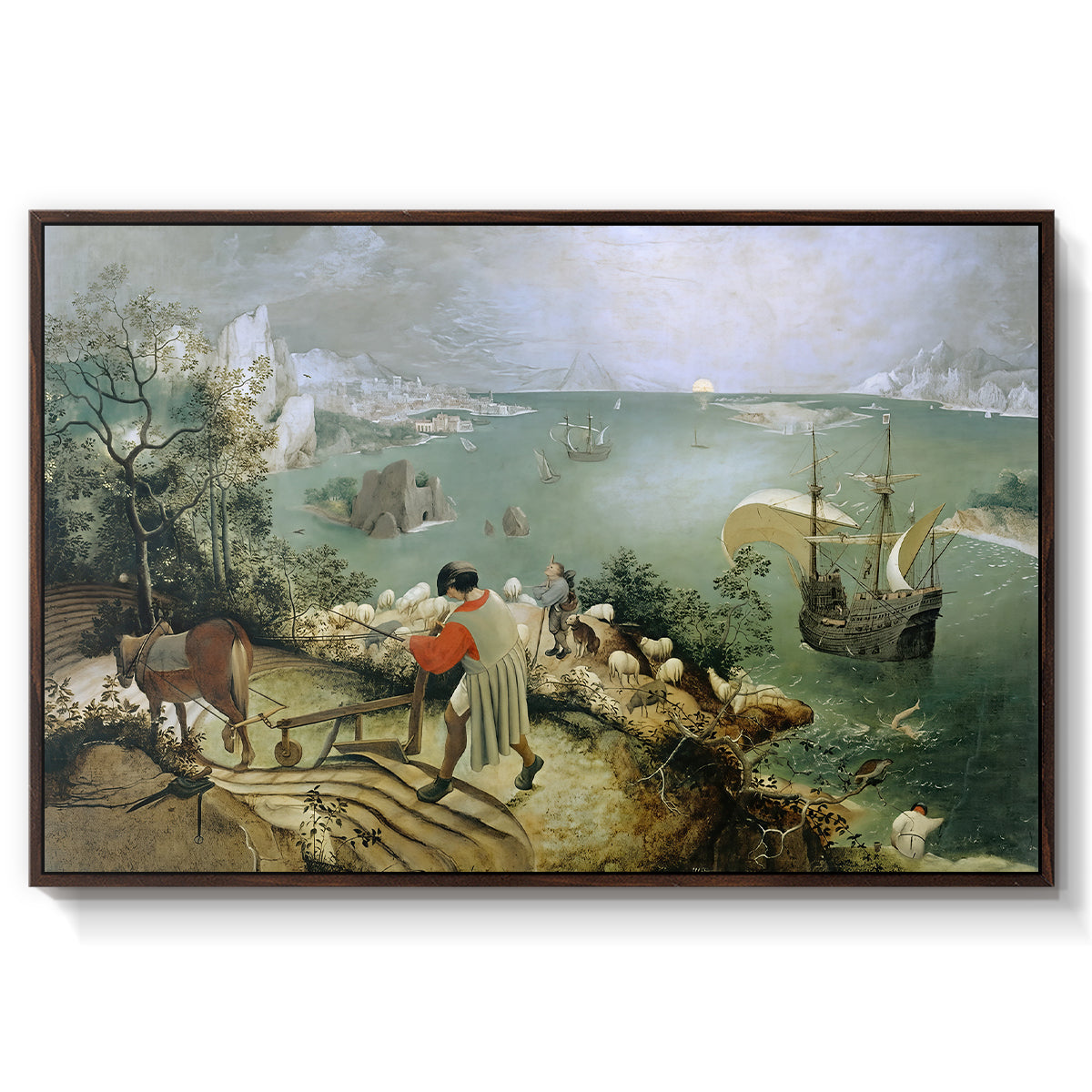 Landscape with the Fall of Icarus, c. 1560 - Floater Framed Canvas Print
