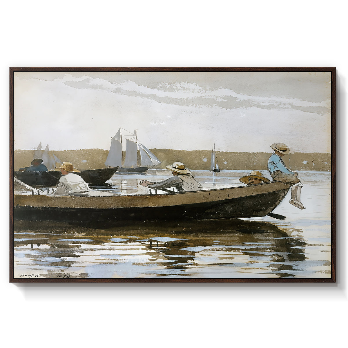 Boys in a Dory, 1873 - Floater Framed Canvas Print