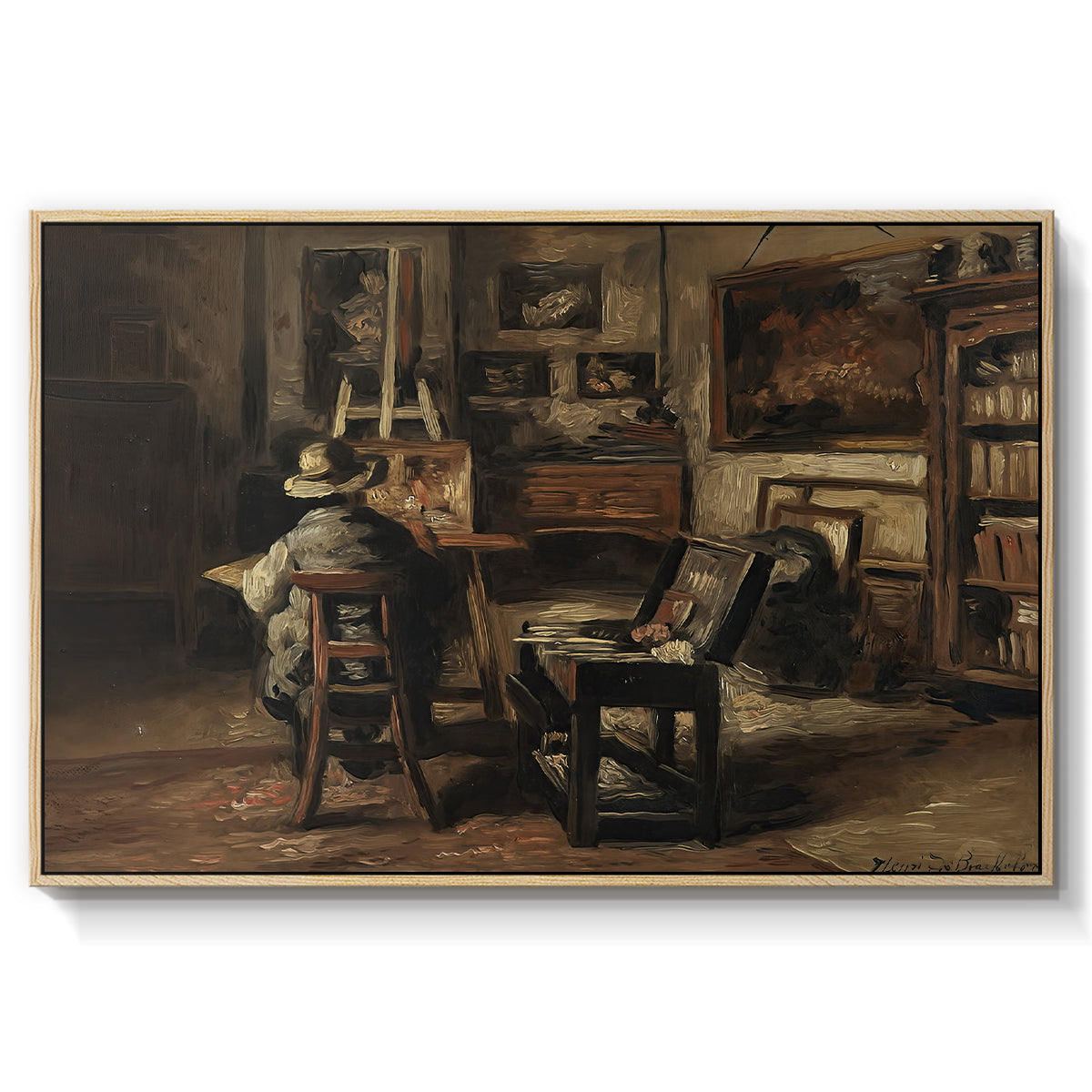 The Studio of Ferdinand De Braekeleer I, Father of the Painter, c. 1873-1885 - Floater Framed Canvas Print