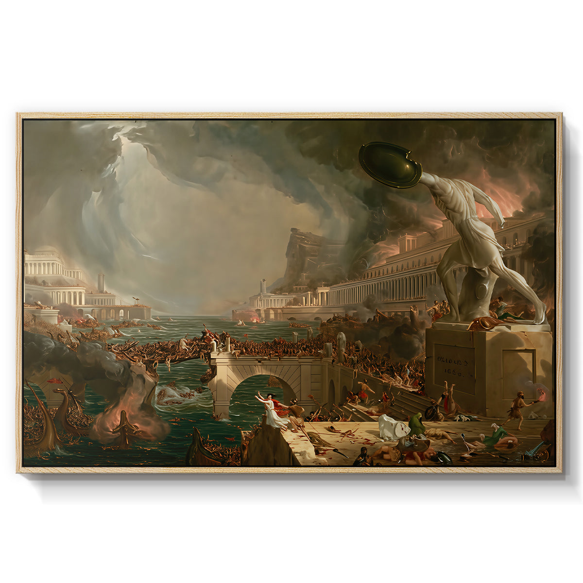 The Course of Empire: Destruction, 1836 - Floater Framed Canvas Print